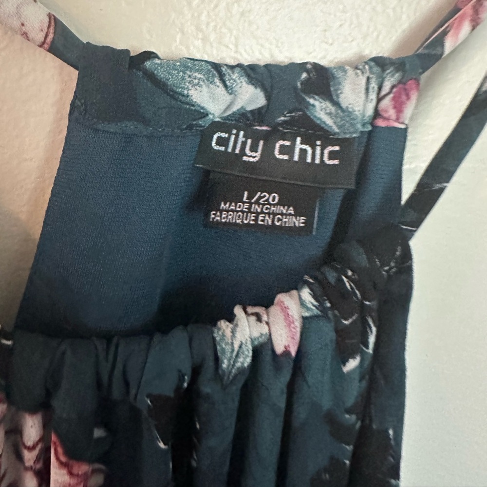 City Chic Teal Floral Halter Dress - Picture 5 of 5